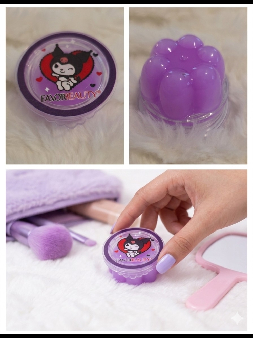 FavorBeauty Purple Floral Jelly Lip Balm - Cute Character Lid